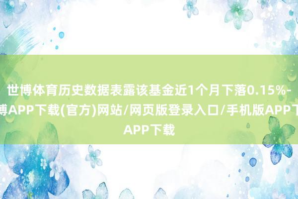 世博体育历史数据表露该基金近1个月下落0.15%-世博APP下载(官方)网站/网页版登录入口/手机版APP下载